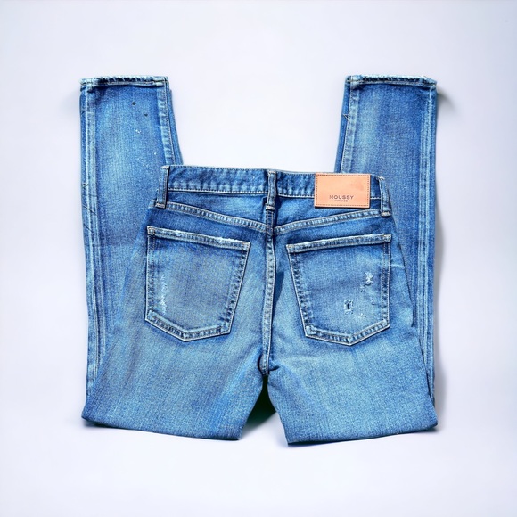 Moussy Vintage MV | Howa Distressed Paint Splatter Sewn Knee Patch Jeans - Picture 5 of 11